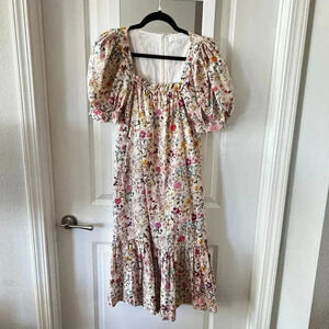 Rosie Cotswolds Dress Size Small Color Cream Green Red